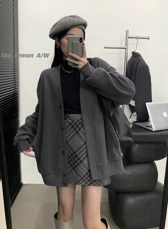 [Lemon Green Tea] Casual Versatile Loose Jacket Sweater 2518