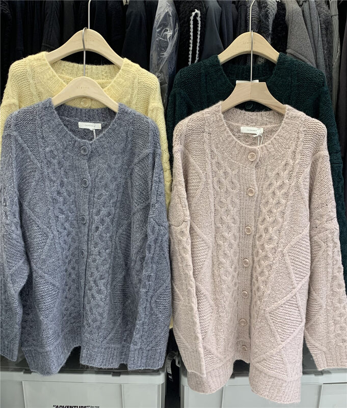 New for winter!  【SANBARA】Round Neck Single Breasted Loose Thermal Sweater 67973# LSW