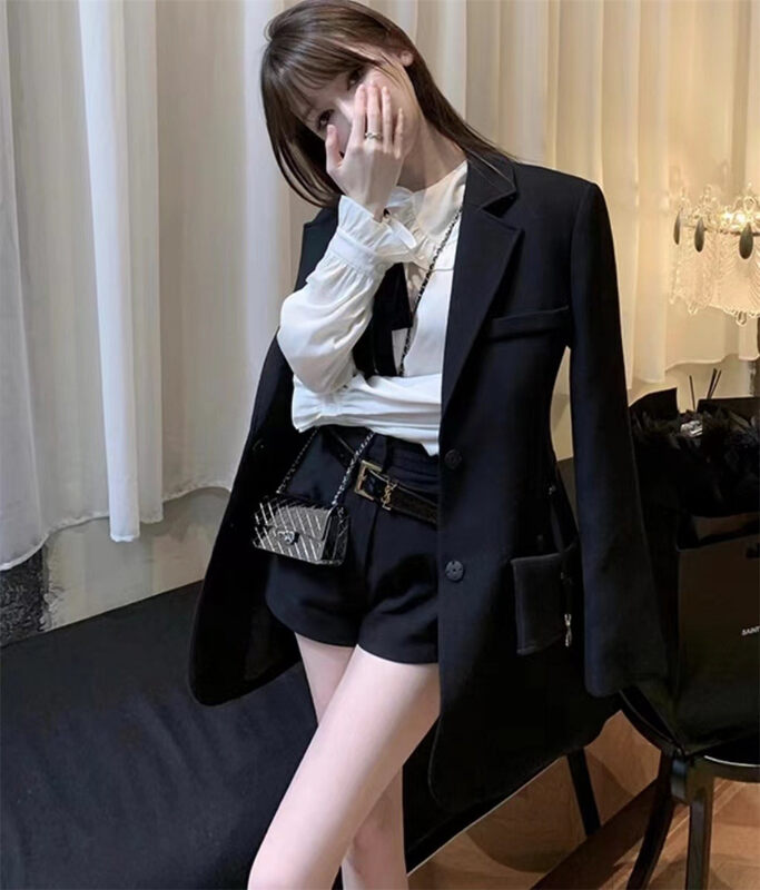 【LINNA】High waist Yujie slim velvet casual shorts (without belt) 7089# JJ