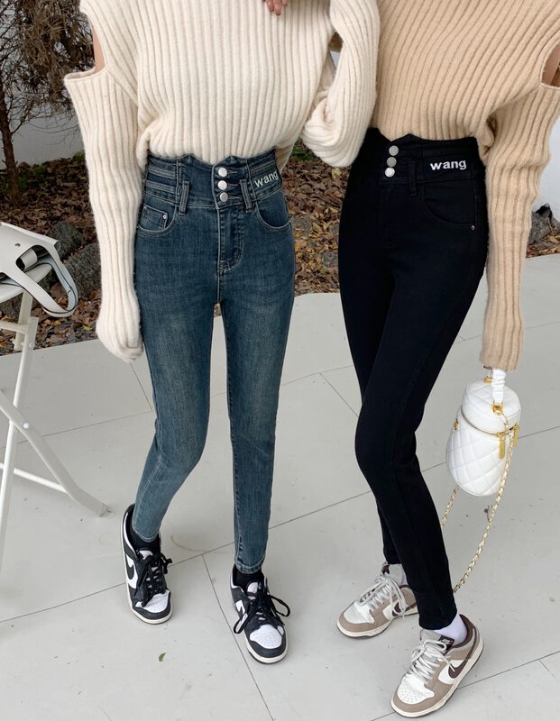 New in winter! [M8 denim] high waist elastic small feet comfortable all-match jeans 52680# JHY