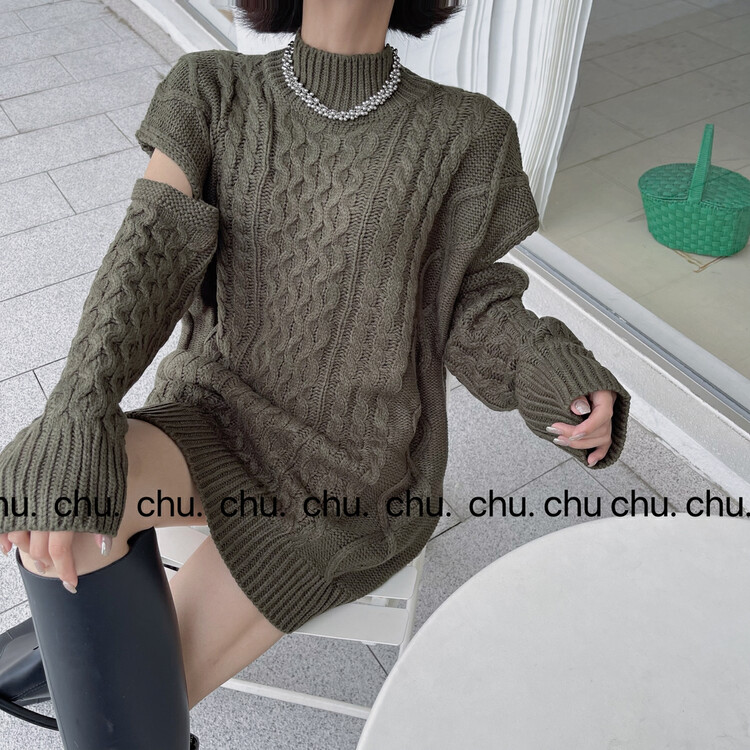 New for winter!  [C.X Beginning] Half-high collar loose breasts show thin off-the-shoulder design dress Z655# WTT