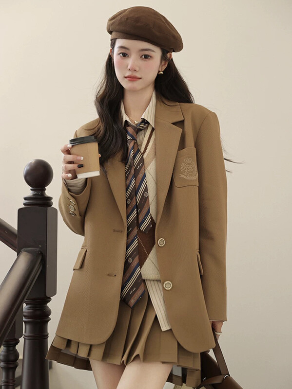 Autumn is new! [BY] British style college texture loose suit 7889# CL