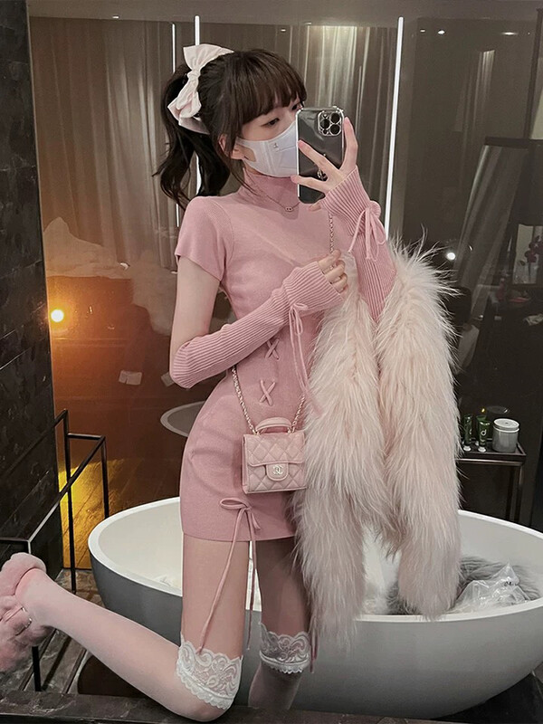 New for winter!  【L.L STUDIO】Sweet and spicy knitted hip dress (with removable sleeves) 78190# PCZ