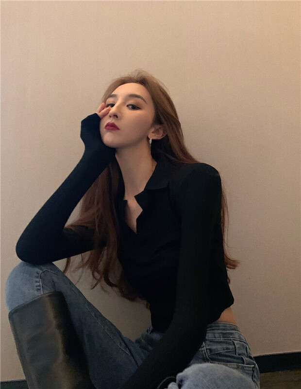 New in autumn!【X·H STUDIO】Hot girl style design niche tight knitted sweater 3548# OZQ