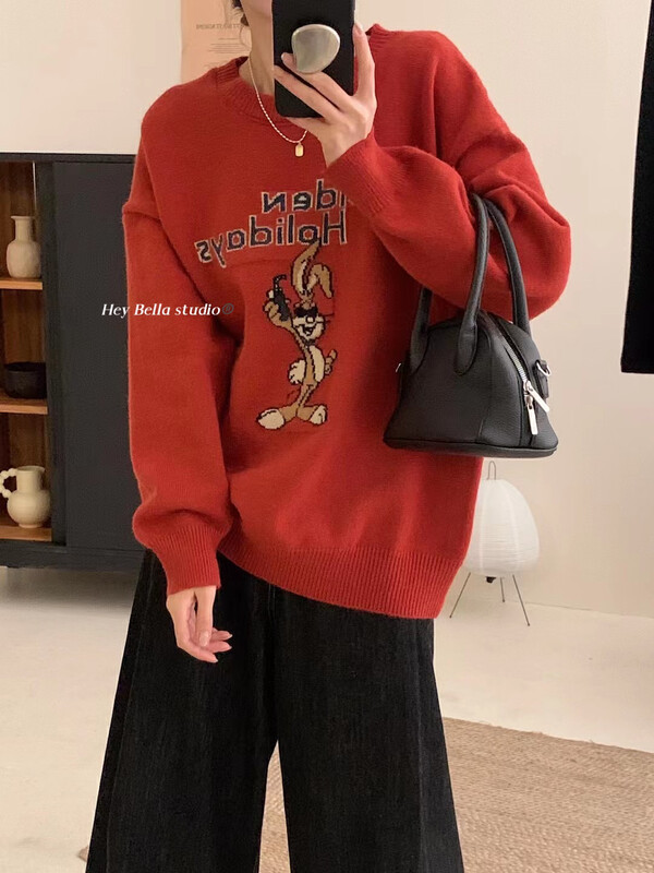 New in autumn!【HEY BELLA】Korean version of Bugs Bunny pullover warm sweater 9507# L