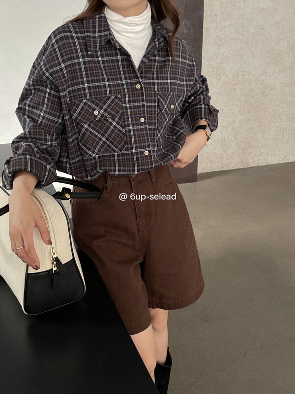 【6-UP】Korean Versatile Plaid Shirt 69305# CQW