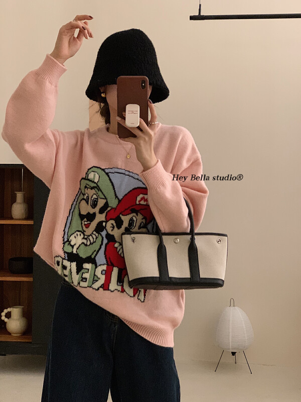 New in winter! [HEY BELLA] Korean version of Super Mary round neck pullover warm sweater 9576# L