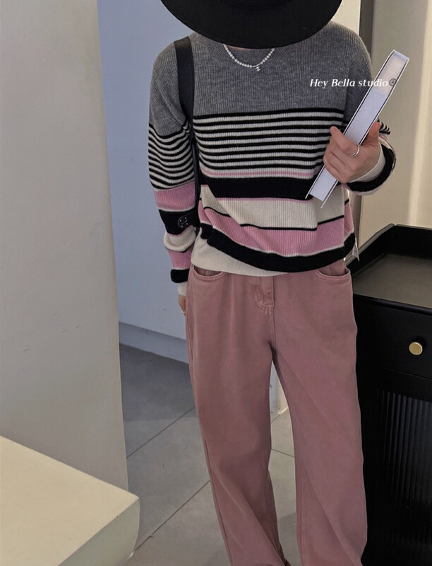 New for winter!  【HEY BELLA】Korean Striped Loose Warm Sweater 9635# L