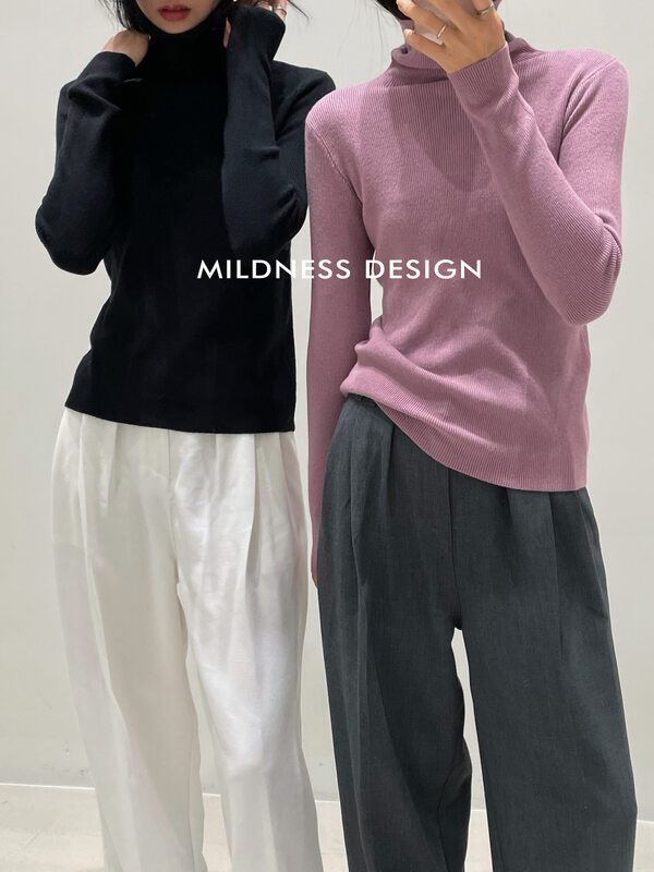 New for Autumn! [MILDNESS] Rabbit Velvet Turtleneck Basic Versatile Knit Sweater w22036# FHX