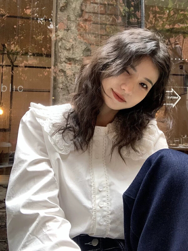 【L.L STUDIO】French Sweet Double Doll Collar Single Breasted Shirt 78205# PCZ