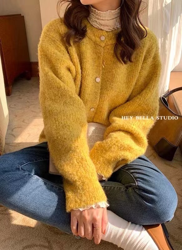 【HEY BELLA】Fresh Simple Loose Casual Knit Cardigan H1730# L
