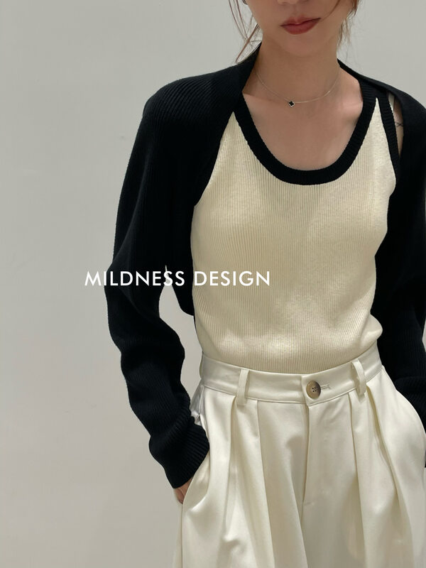 New in autumn! [MILDNESS] Contrast color pullover vest/sling 88151# FHX