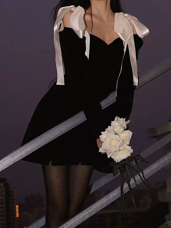New in winter!【L.L STUDIO】French Hepburn style lace-up dress 78221# PCZ