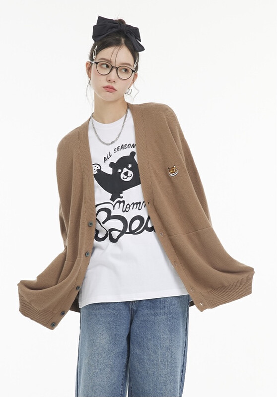 New in autumn! [BY] Lazy style V-neck loose sweater knitted cardigan 0672# CL