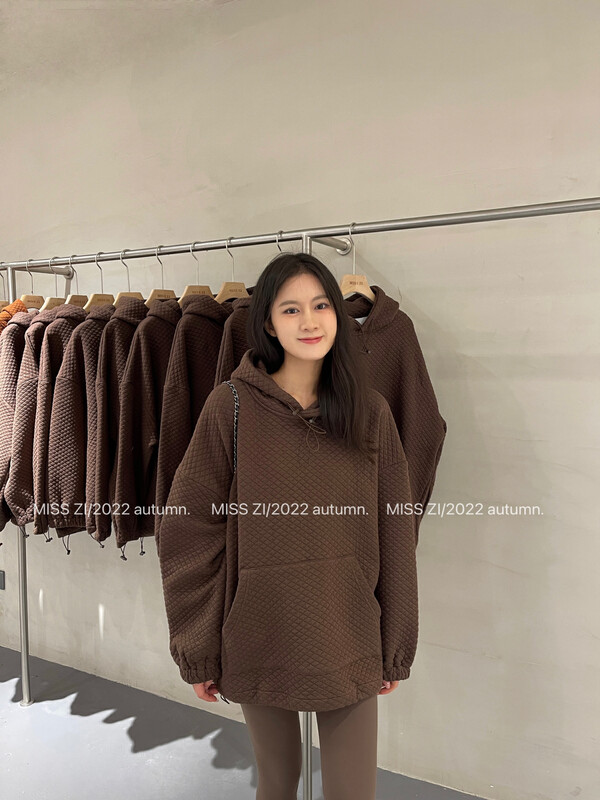 [MISS ZI] Korean casual all-match plus velvet hooded sweater sweater plus velvet thin velvet 3373