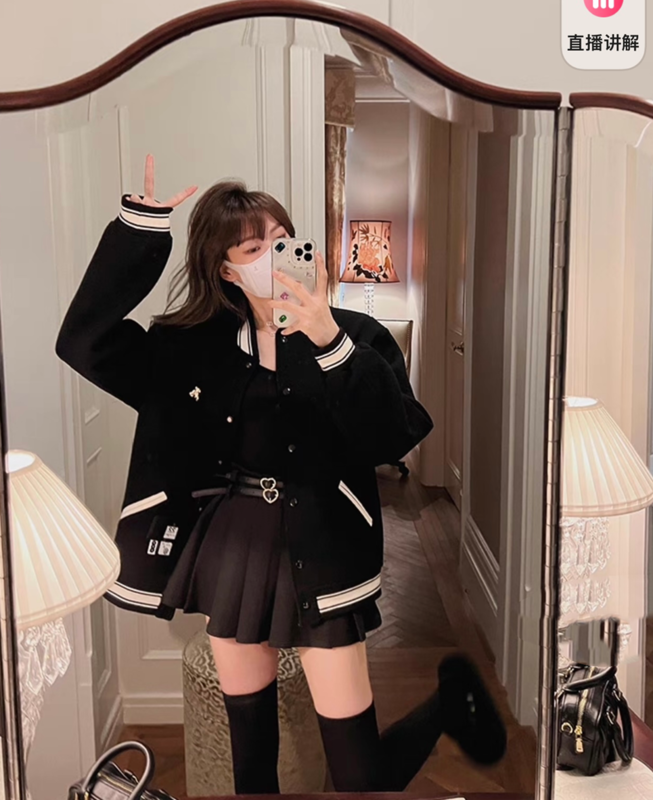 【LINNA】High-waisted simple college style slim skirt (with belt) 7087# JJ