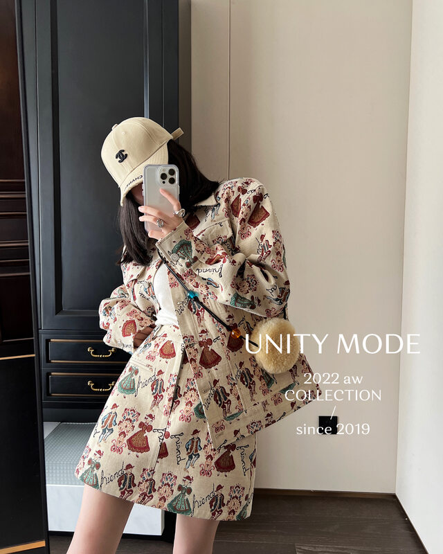 【UNITY】Cartoon character jacquard embroidered skirt high-quality autumn temperament slim skirt 221007010# CQW