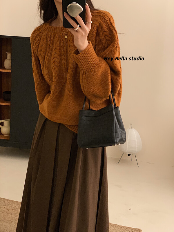 New in winter!【HEY BELLA】Korean twist pullover warm sweater 9579# L