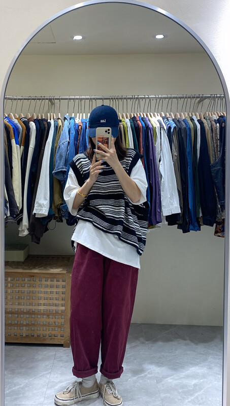 New in autumn! [DA.7] Contrast stripe loose vest 3231# LSL