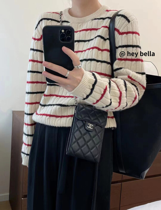 New in autumn!【HEY BELLA】Korean color striped all-match warm sweater 5391# L