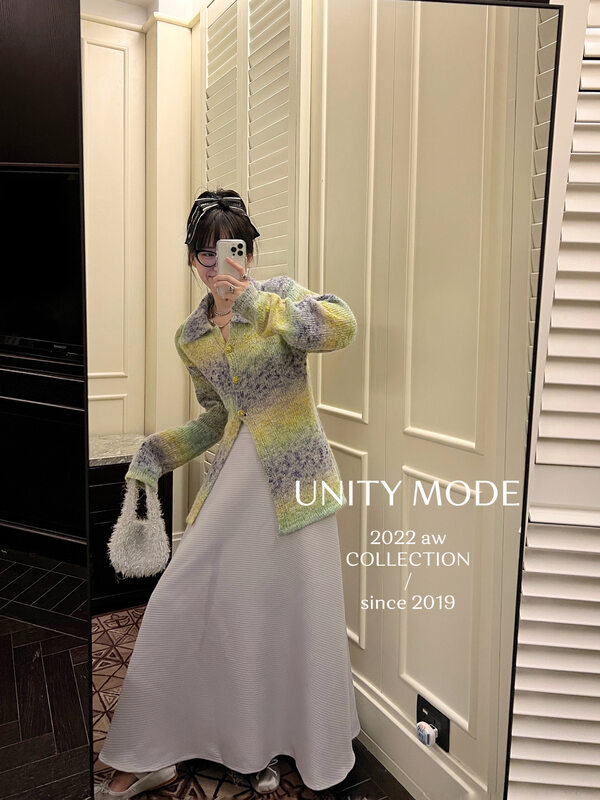 【UNITY】Fall French temperament plaid high waist a-line skirt F282012# CQW