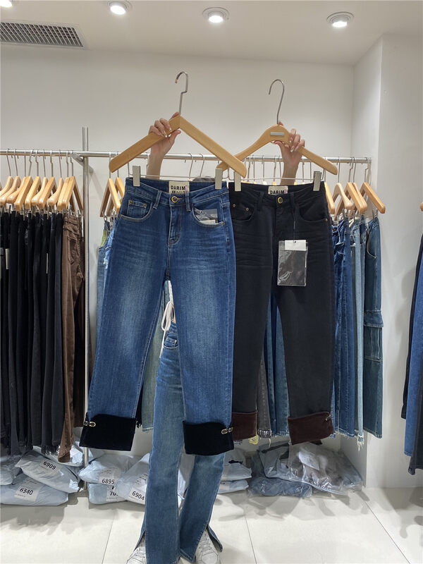 【JEANS】Fleece Cuffed Cigarette Pipe Jeans R320# LSW
