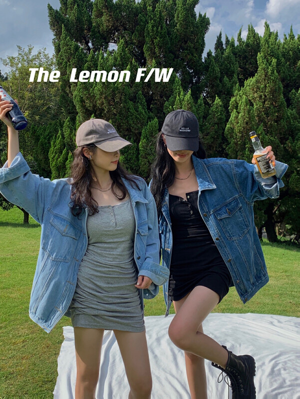 [Lemon Green Tea] New loose and casual all-match denim jacket A-111 in early autumn