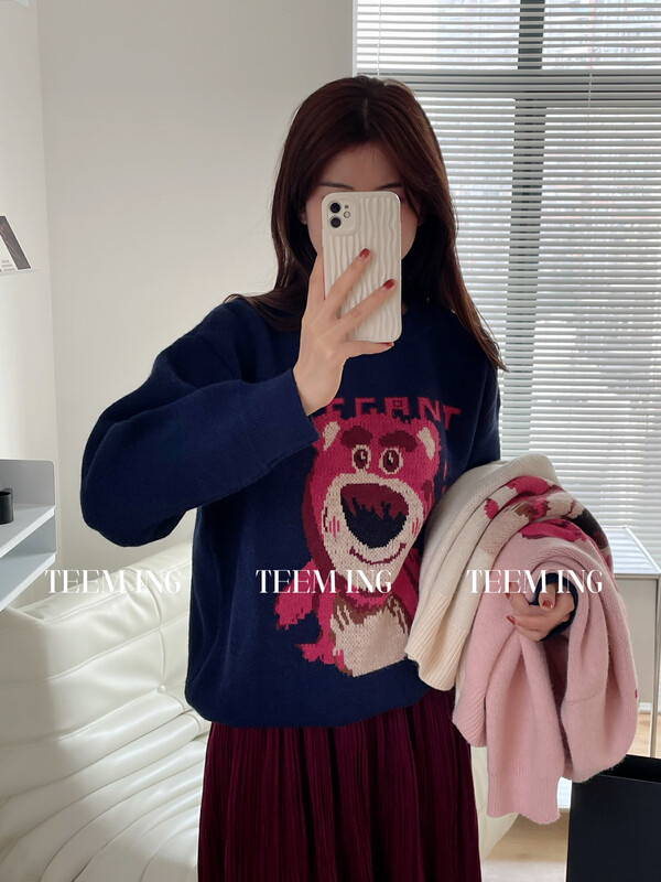 【TEEM ING】Round Neck Versatile Pullover Warm Sweater 22T668# HJY