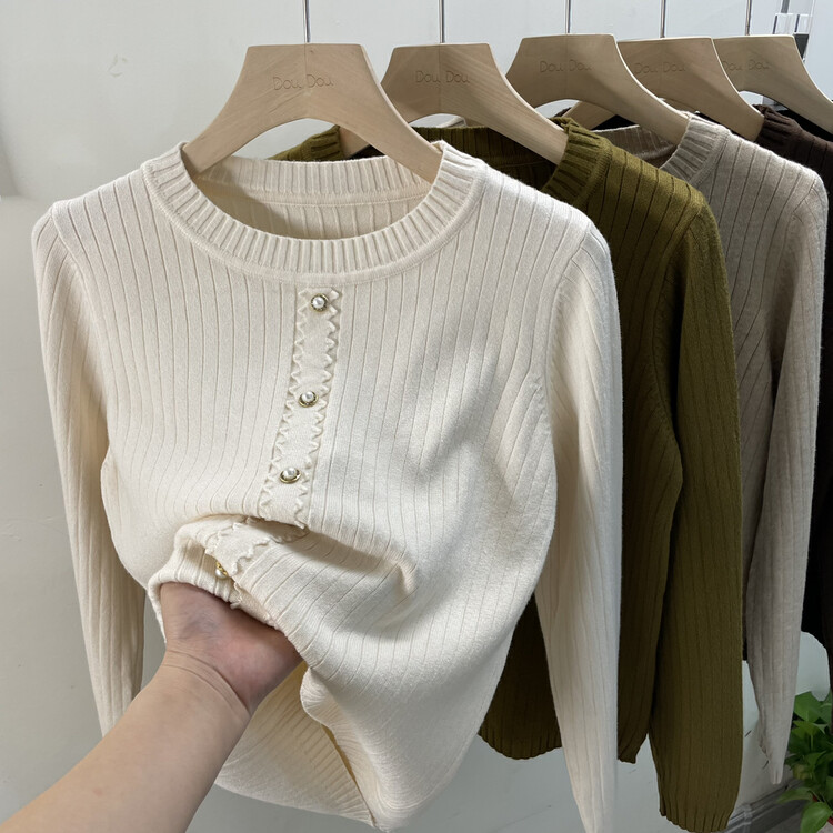 New in winter! [Fire Music] New solid color retro temperament sweater 7023# WTT