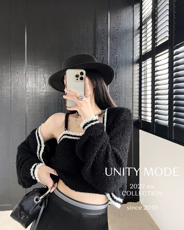 【UNITY】Sweet and Spicy Casual Fashion Small Fragrance Vest Knit Cardigan (Two Pieces) F271003# CQW