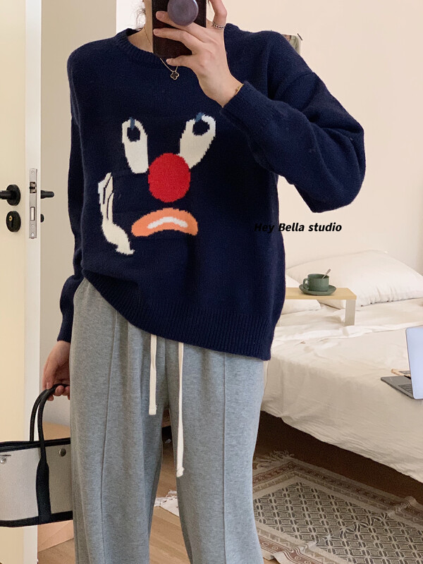 【HEY BELLA】Korean clown pullover warm sweater 9573# L