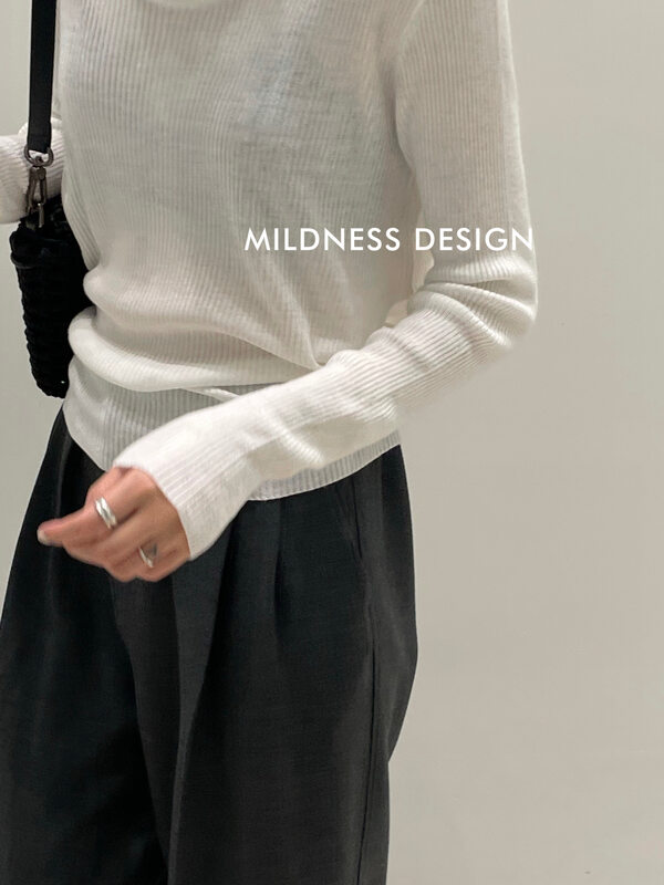 New in early autumn! [MILDNESS] solid color slim-fit textured knitted sweater (including 10% wool) 661# FHX