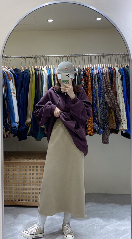New in autumn! [DA.7] Korean elastic waist midi skirt 6162# LSL
