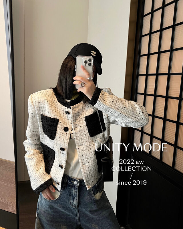 [UNITY] Autumn retro high-end French commuter small fragrance short coat F281007# CQW