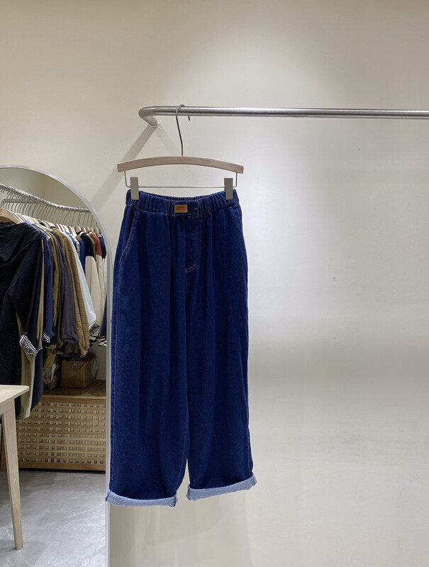 【DA.7】Simple loose plus velvet label elastic waist jeans YS1-6167# LSL