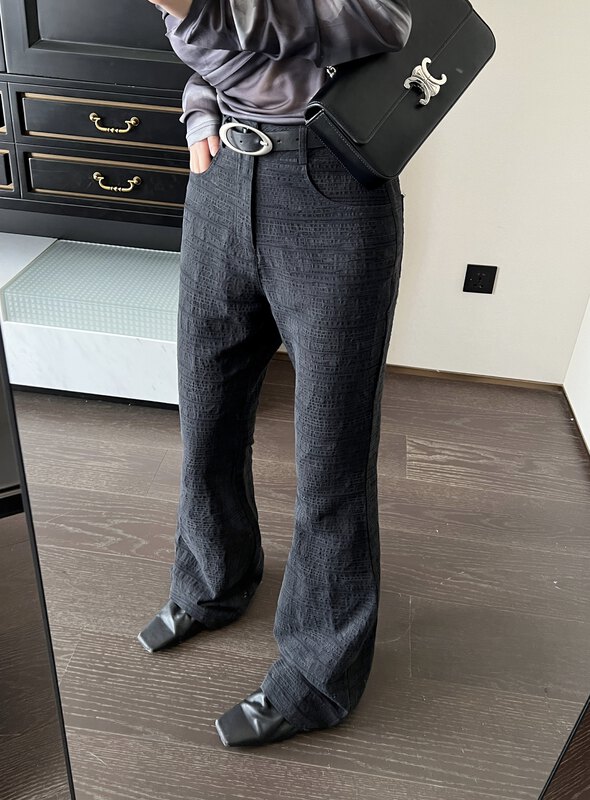 [UNITY] Autumn textured slim pants hot girl high waist slimming casual pants F282010# CQW