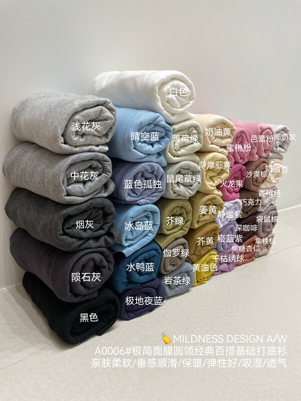 【MILDNESS】Minimalist Mask Crew Neck Basic Bottom Shirt A0006# FHX