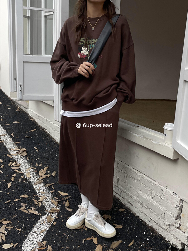 Original price 77.83! New in autumn! [6-UP] Korean version of simple solid color skirt (with waist rope) 69019# CQW