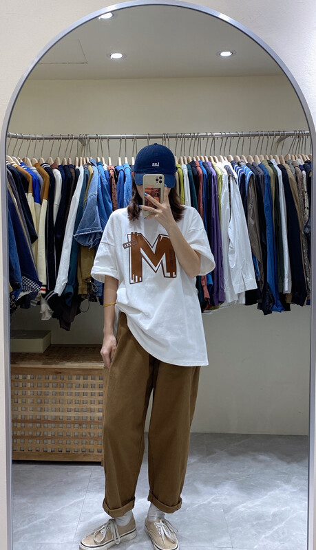 New in autumn! [DA.7] three-dimensional letter M short-sleeved T-shirt 3230# LSL