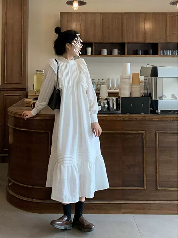 【L.L STUDIO】Gentle Hepburn style wood ear dress (with waist rope) 78157# PCZ