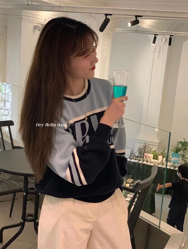 New in Autumn! [HEY BELLA] Pullover Colorblock Comfortable Warm Sweater B9519# L