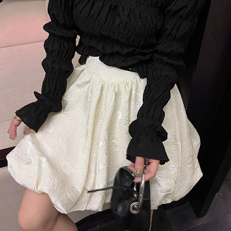 【UNITY】Niche Jacquard Design High Waist Puff Skirt Women's Skirt Q28001# CQW