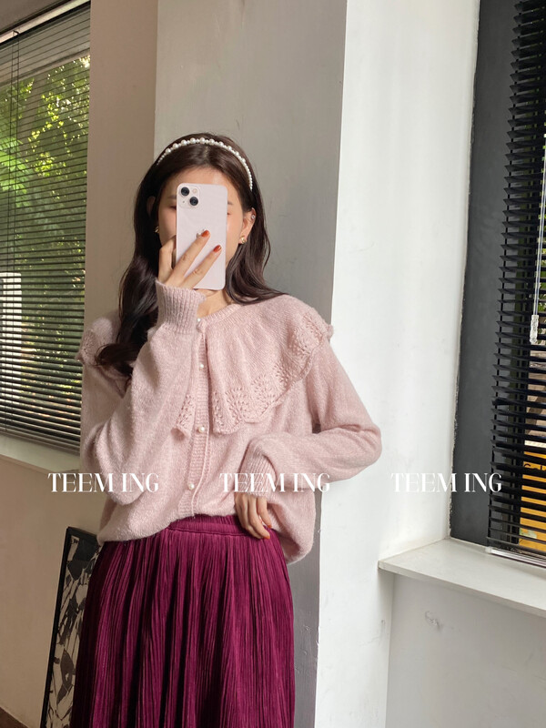 New for winter!  【TEEM ING】Gentle lapel slim warm sweater 22T623# HJY