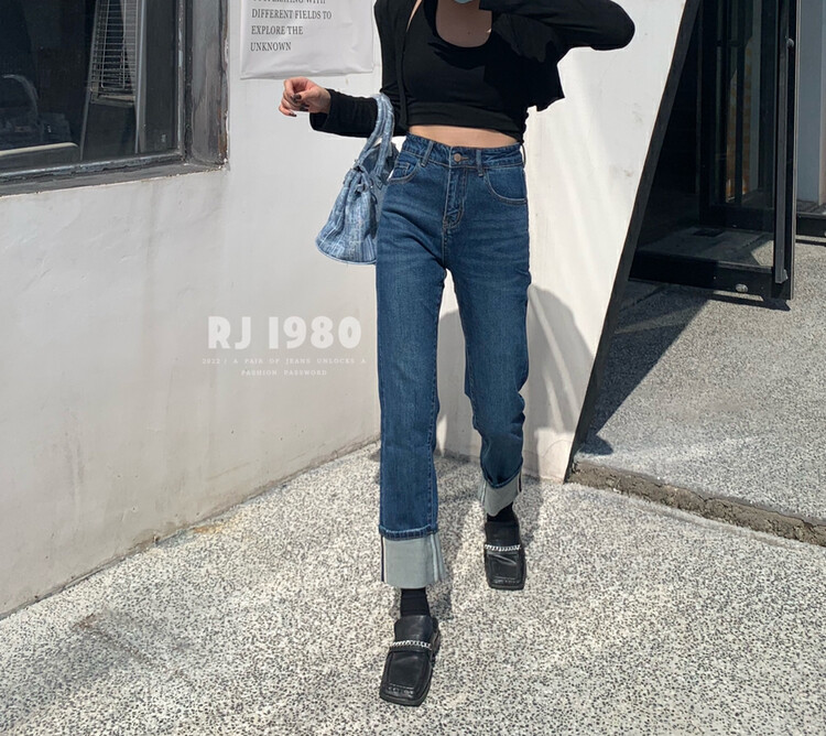 [1980] Explosive imported red woven fabric slim fit all-match small smoke pipe jeans 2A65331