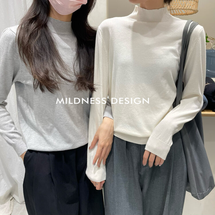 New in autumn! [MILDNESS] core spun yarn stand-up collar simple knitted sweater 8808# FHX