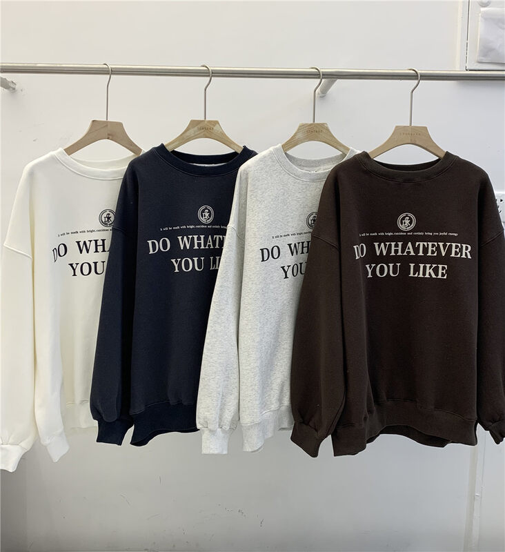 New for winter!  【SANBARA】Korean letter print fleece sweater 9855# LSW