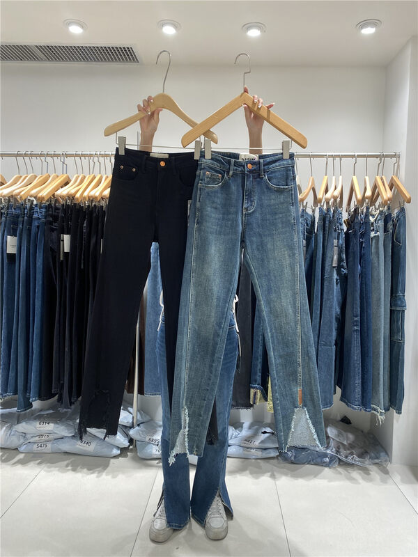 【JEANS】Fleece slit skinny jeans R209# LSW