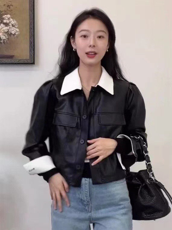New in autumn!【X·H STUDIO】Korean version of Hong Kong style retro leather jacket 3333# OZQ