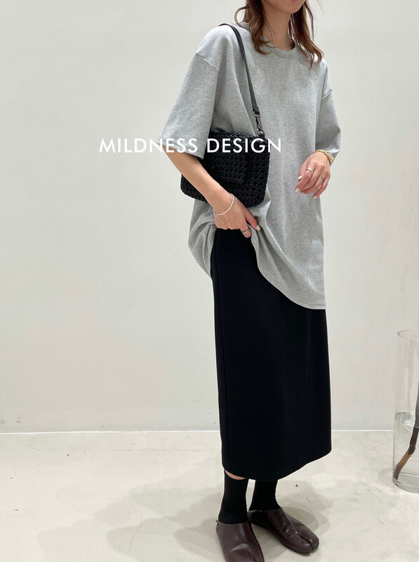 【MILDNESS】Boyfriend Loose Solid Color Short Sleeve T-Shirt A037# FHX