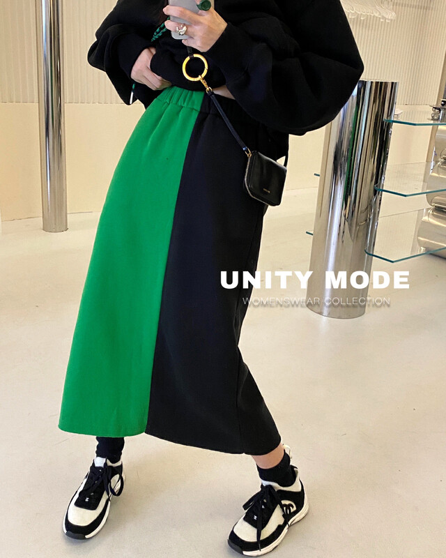 Original price 77.83! 【UNITY】Designed color matching personality all-match skirt 5233# CQW